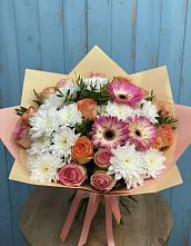 Букет цветов из:  Розы, Герберы и Хризантемы в Новохоперске