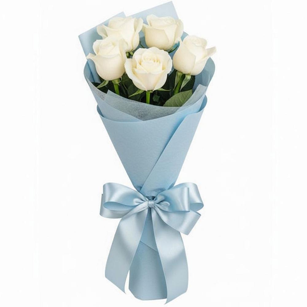Букет 5 Белых роз Проуд в Новохоперске