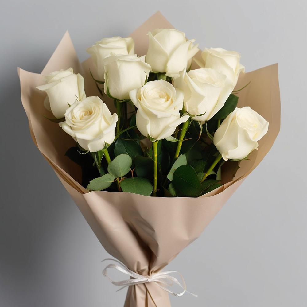 Букет 9 Белых роз Эдлесс Лав в Новохоперске