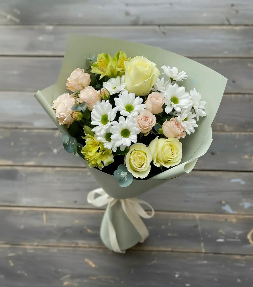 Букет цветов из: Альстромерии, Розы и Хризантемы в Новохоперске