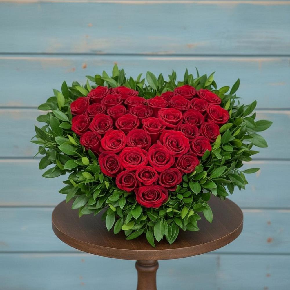 Цветочная композиция из Розы в виде сердца в Новохоперске